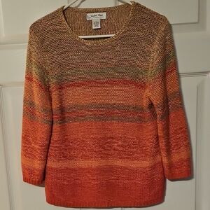 Judith Hart Collection Knit Ombre Crewneck Sweater - Pink/Tan/Multi